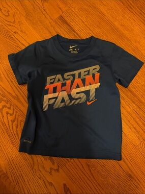 Nike Boys Bright Royal Blue Short Sleeve Tee with Orange and White Graphic